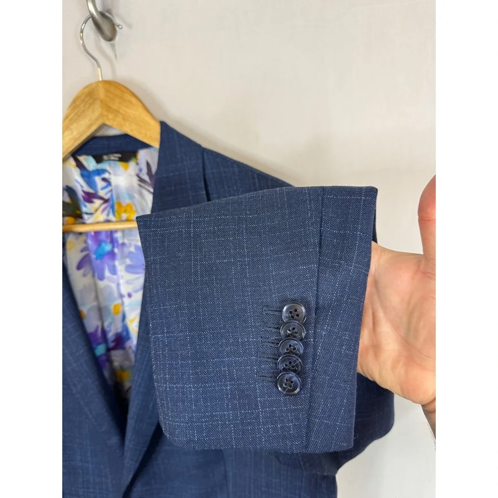 Sartorialto Loro Piana Wool Cashmere Bespoke Blazer Blue Check Oilers Nurse 42